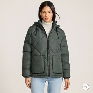 NWOT Lands' End Women's FeatherFree Insulated Diamond Quilted Jacket Green